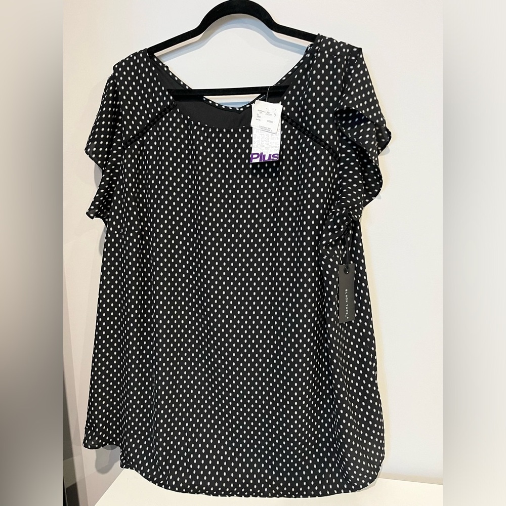 NWT black and white polka dot lined blouse